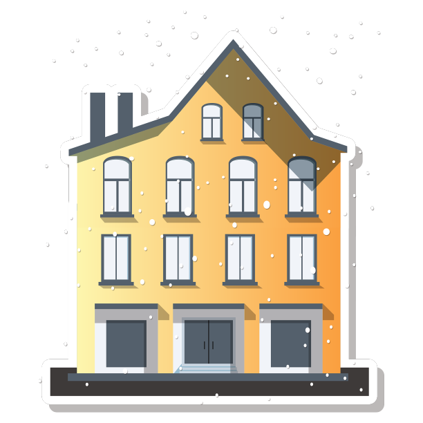 冬季下雪天的四层公寓楼元素4图片下载