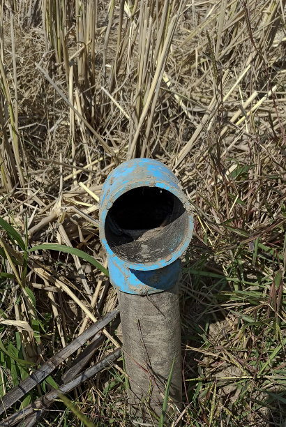 旧的PVC管在田里图片下载