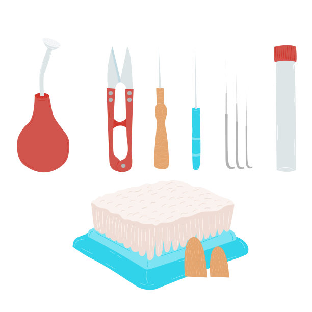 一套用于织羊毛针的入门套件。向量插图的主题针线活。图片下载