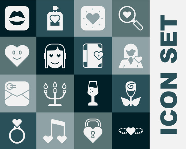 Set heart with wings花玫瑰浪漫女孩图片下载