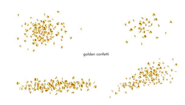 设置金色的纸屑装饰隔离。节日闪亮的元素为聚会、生日、圣诞节、活动、节日。图片下载