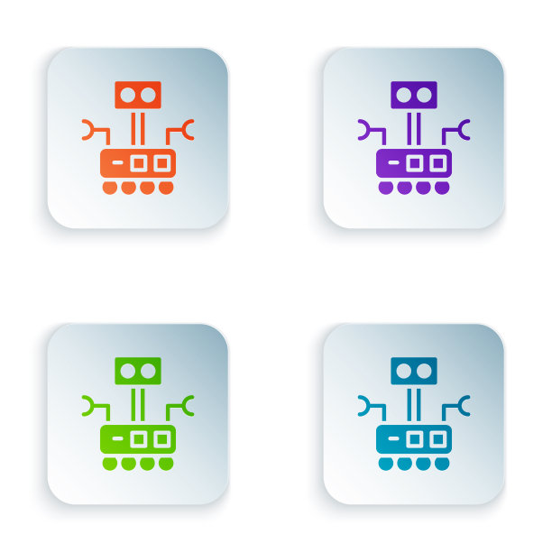 彩色机器人图标孤立在白色背景上图片下载