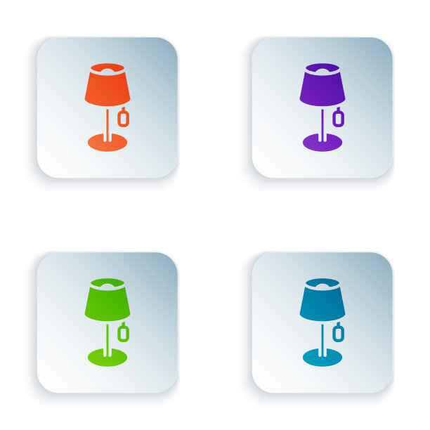 彩色落地灯图标孤立在白色背景上图片下载