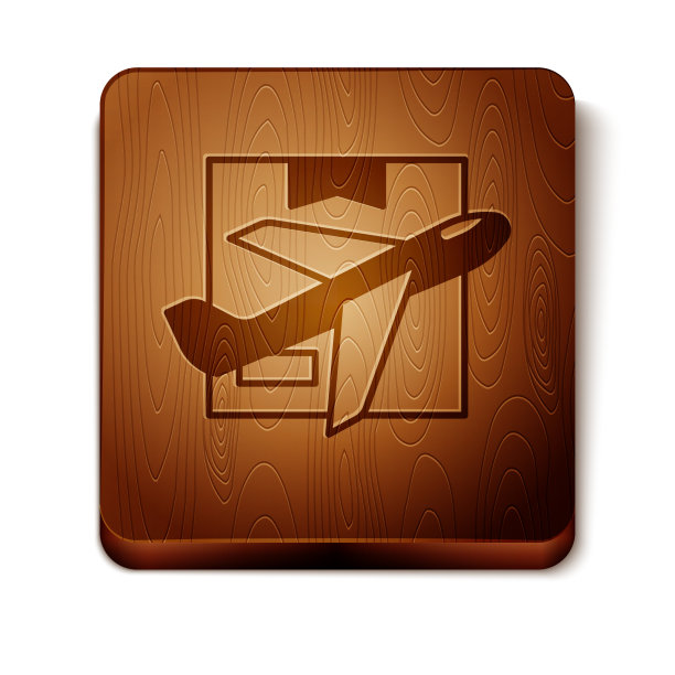 棕色的飞机和纸箱图标孤立上图片下载