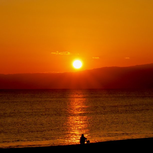 海边的风景伴着夕阳图片下载