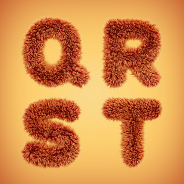 3d渲染毛茸茸的毛皮橙色字母图片下载