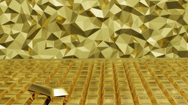 特写闪亮的金条排列在一排。商业黄金期货和金融概念。3 d渲染。世界经济和货币兑换。货币交易和避险市场图片下载