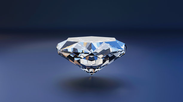 闪亮的光圆辉煌切割钻石与阴影和发光的镜头耀斑。三维渲染图片下载