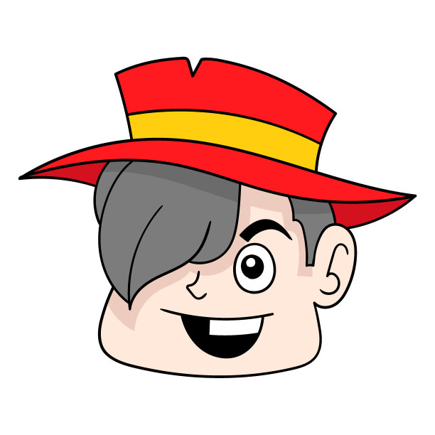 冷面男孩头戴帽子，涂鸦画图标图片下载