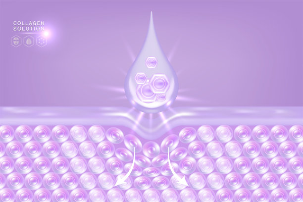 紫色胶原蛋白血清滴剂与化妆品广告背景准备使用图片下载