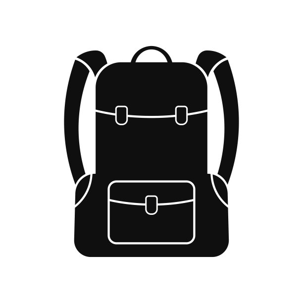 背包旅行图标。后视图。黑色的轮廓。矢量图。白色背景上的孤立对象。隔离。图片下载