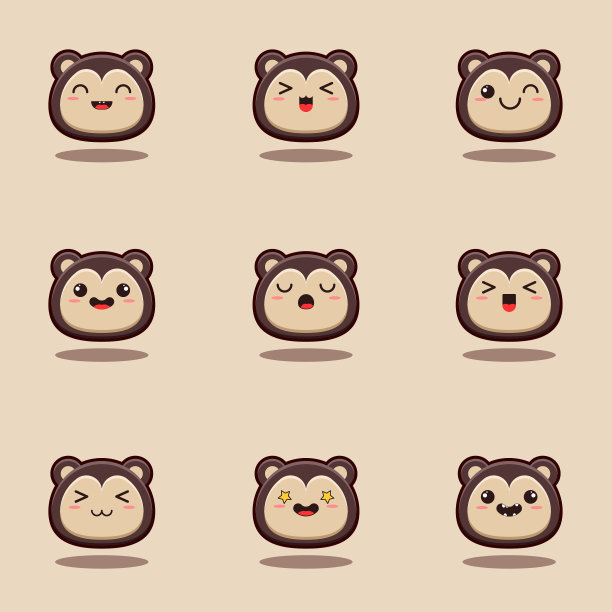 可爱的猴子有着不同的表情图片下载