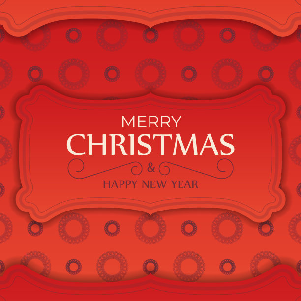 节日贺卡圣诞快乐红色配上冬天的紫红色图案图片下载