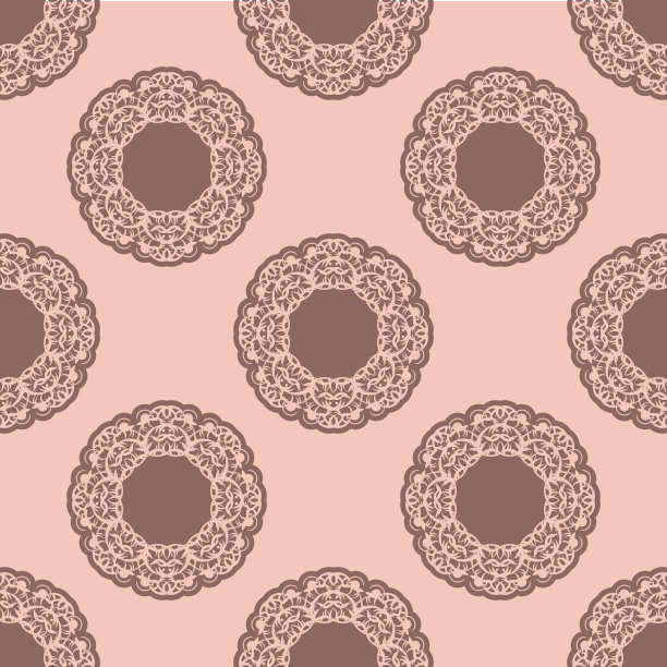 无缝粉色图案与复古装饰。图片下载