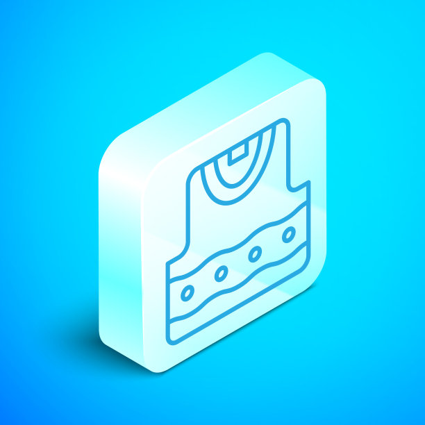 等距线背心图标孤立在蓝色上图片下载