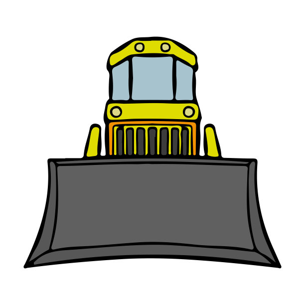 色彩鲜艳的拖拉机推土机。前视图。矢量图。白色背景上的孤立对象。隔离。图片下载
