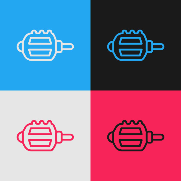 流行艺术线自行车踏板图标孤立的颜色图片下载