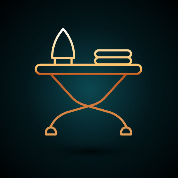 金线电熨斗和烫衣板图标图片下载