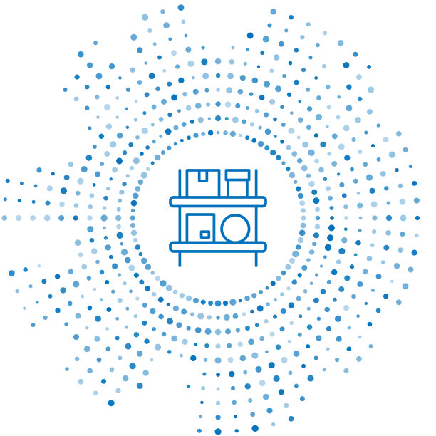 蓝线仓库内部与货架上的盒子图片下载