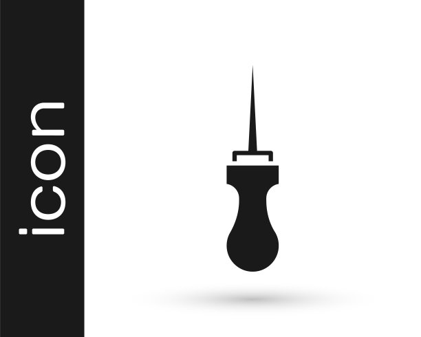 黑色锥工具与木柄图标孤立在白色背景上。工作设备裁缝行业。向量图片下载