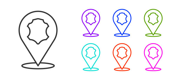 黑色线皮革图标孤立在白色背景。设置图标丰富多彩。向量图片下载