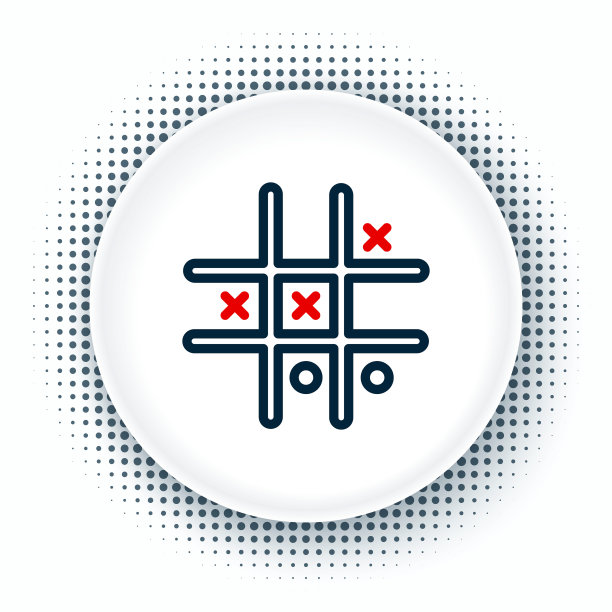 线Tic tac toe游戏图标孤立在白色背景。色彩斑斓的轮廓的概念。向量图片下载