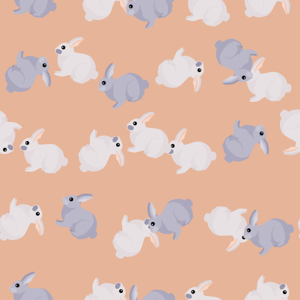 无缝的兔子图案。家畜在彩色的背景。矢量插图的纺织品。图片下载