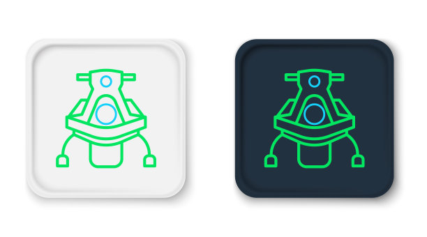 Line Snowmobile图标孤立在白色背景上。玩雪地摩托车的迹象。极限运动。色彩斑斓的轮廓的概念。向量图片下载