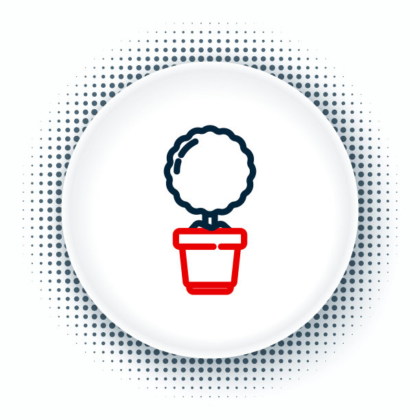 线花在花盆图标孤立在白色背景上。盆栽植物。盆栽植物标志。色彩斑斓的轮廓的概念。向量图片下载