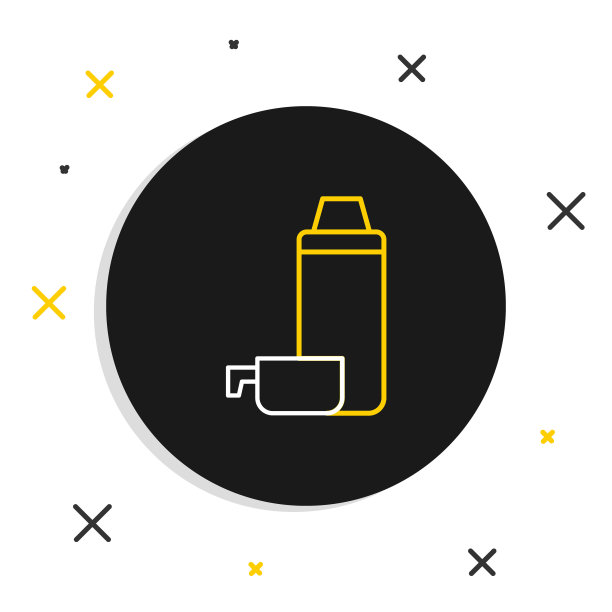 线热水瓶容器图标孤立在白色背景上。热瓶图标。露营和徒步旅行的设备。色彩斑斓的轮廓的概念。向量图片下载