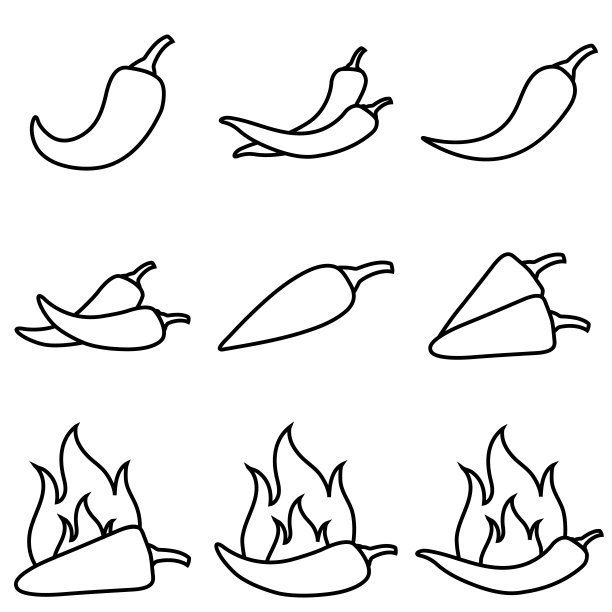 胡椒线图标，矢量标志孤立在白色背景上图片下载