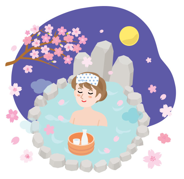 春天在户外洗澡的女人。图片下载