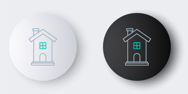 Line House图标孤立在灰色背景上。家的象征。色彩斑斓的轮廓的概念。向量图片下载