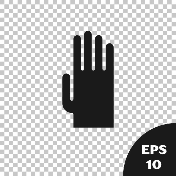 黑色橡胶手套图标孤立在透明背景上。乳胶手保护标志。家务清洁设备符号。矢量图图片下载