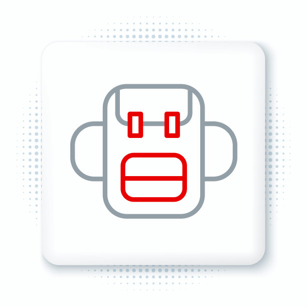 线学校背包图标孤立在白色背景上。色彩斑斓的轮廓的概念。向量图片下载