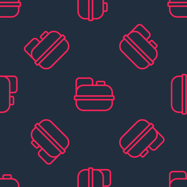 红色线罐汽油图标孤立无缝模式上的黑色背景。柴油气体图标。向量图片下载