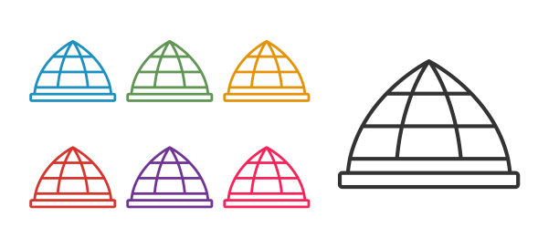 设置线操场攀登设备图标孤立在白色背景上。孩子操场上爬。设置图标丰富多彩。向量图片下载