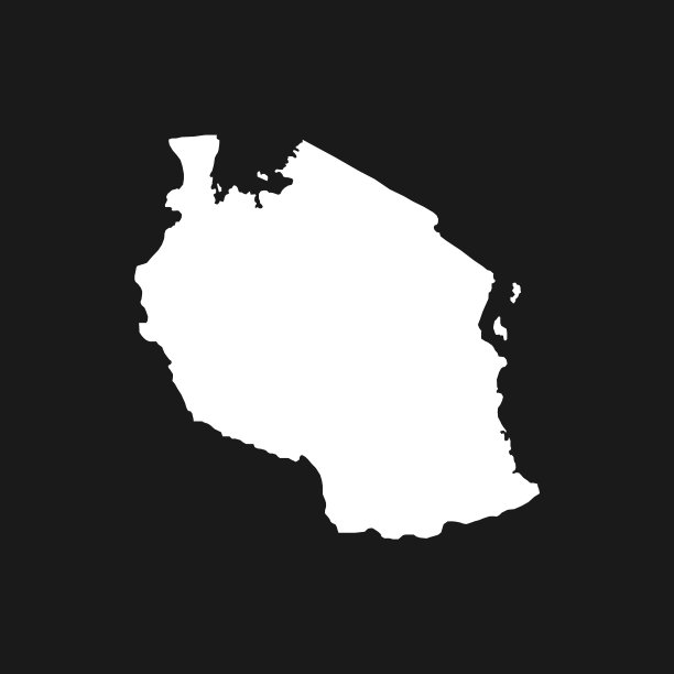 在黑色背景上的坦桑尼亚地图图片下载