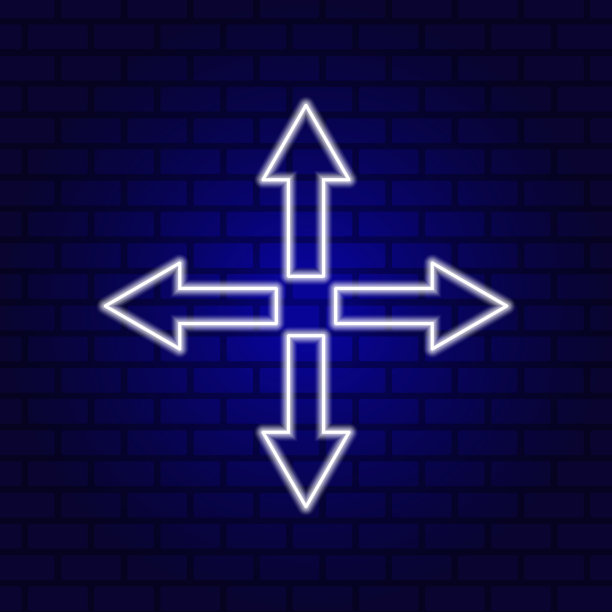 发光方向箭头霓虹灯标志。矢量插图。图片下载