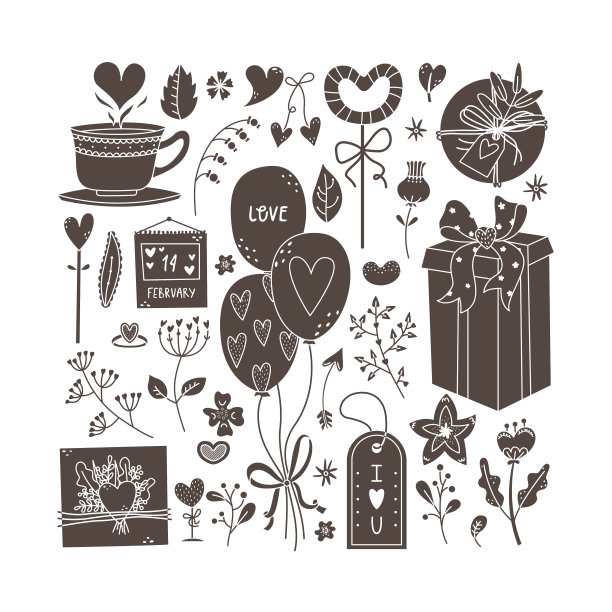 情人节花卉礼品简约风格矢量素材图片下载