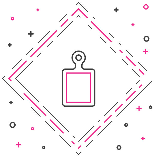 线切割板图标孤立在白色背景上。切菜板的象征。色彩斑斓的轮廓的概念。向量图片下载