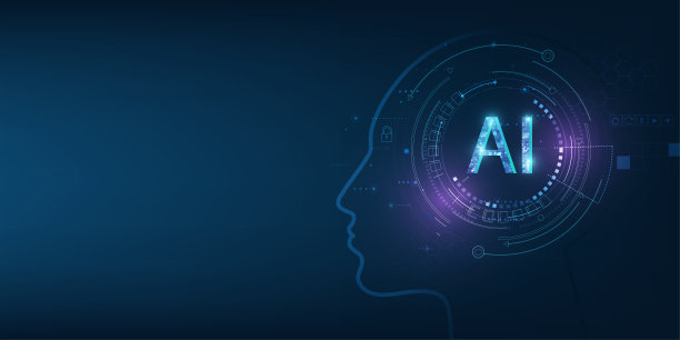 摘要未来数字技术在深蓝色背景上。AI(人工智能)措辞与电路设计。图片下载