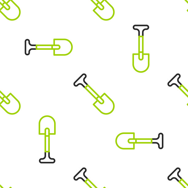 线铲图标孤立无缝模式上的白色背景。园艺工具。园艺、农业、农用工具。向量图片下载