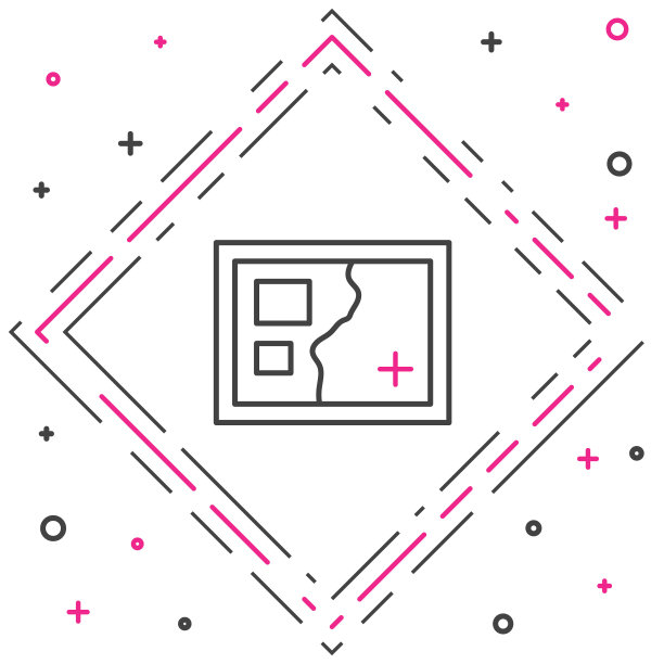 线折叠地图图标孤立在白色背景。色彩斑斓的轮廓的概念。向量图片下载