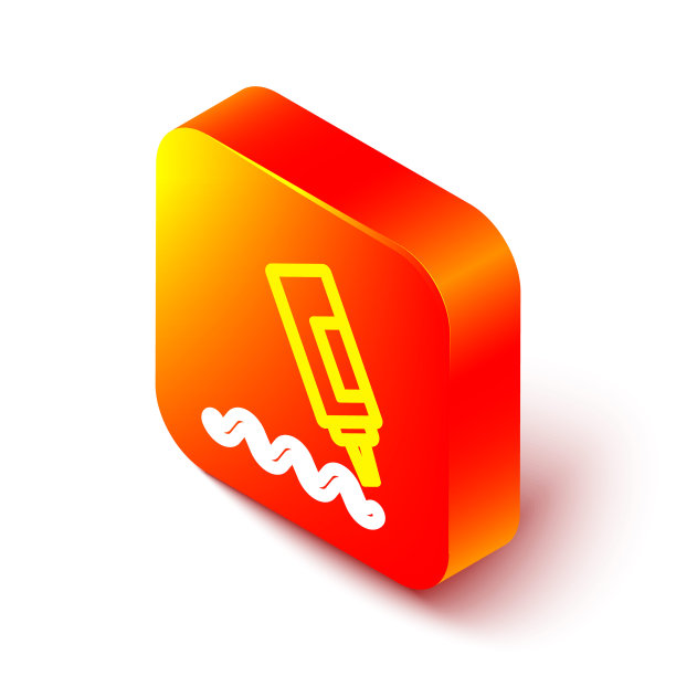 等距线酱瓶图标孤立在白色背景上。快餐用的番茄酱，芥末和蛋黄酱。橙色平方按钮。向量图片下载