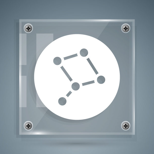 在灰色背景上孤立的白大熊星座图标。方形玻璃面板。向量图片下载