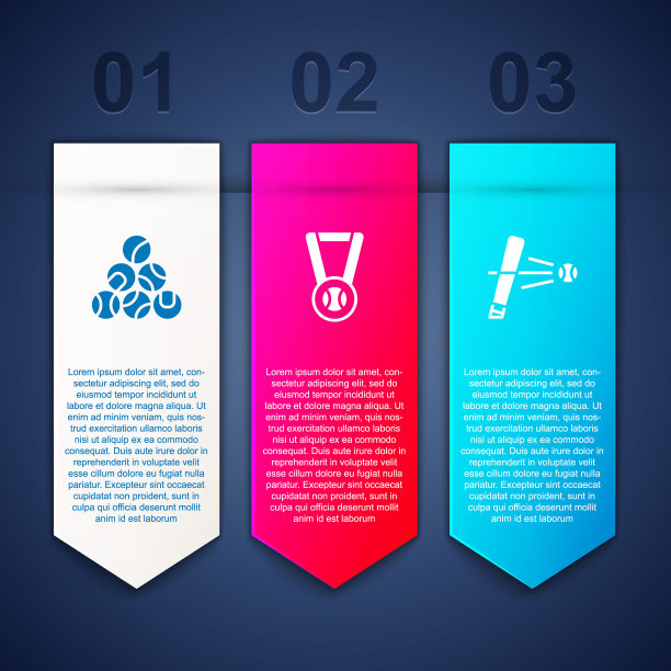 设置棒球，奖牌与棒球和球棒。业务信息模板。向量图片下载