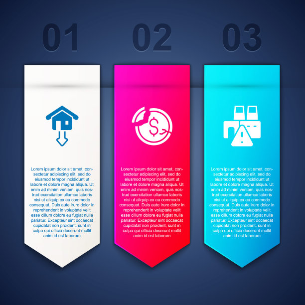 房价下跌，美元汇率下降，工厂倒闭。业务信息模板。向量图片下载