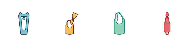 设置指甲剪，铣削指甲，断指甲和图标。向量图片下载