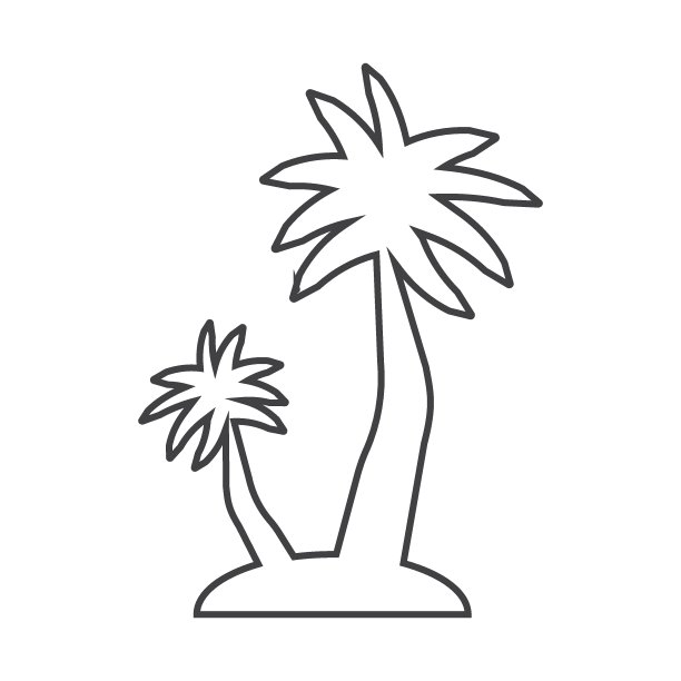 椰子树瘦图标矢量插图在白色的背景图片下载